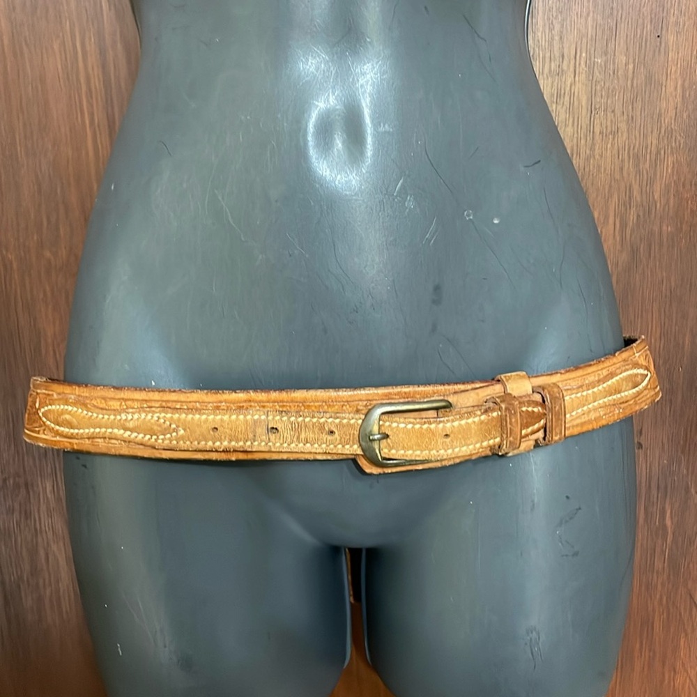 tooled leather western belt